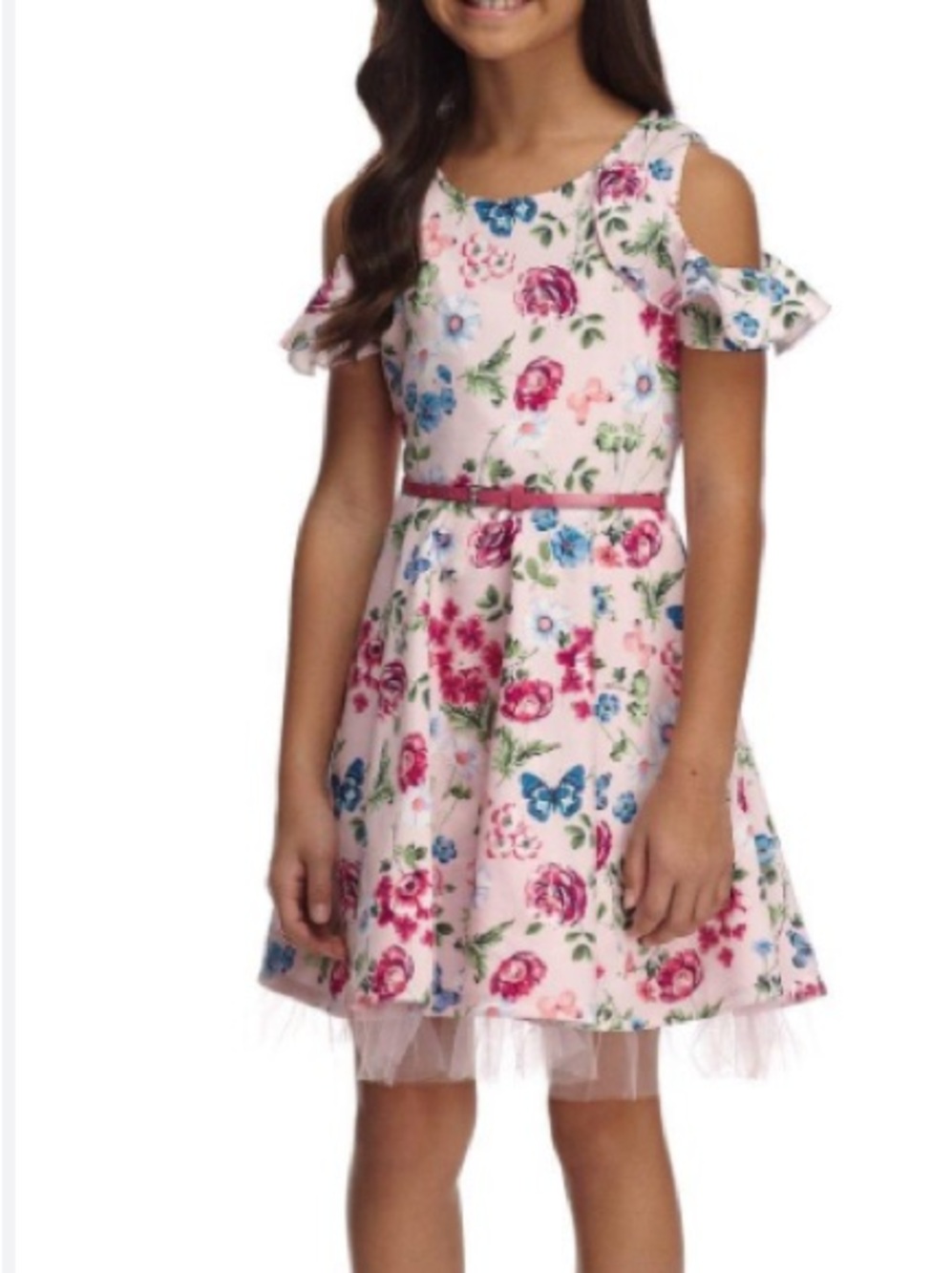 KNITWORKS girls' blush pink cold-shoulder skater dress | 7